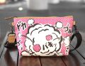 擬音アート×ピーコックグリーン色 ストラップ付ポーチ 01