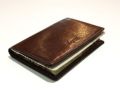 【世界に一つだけのカードケース】　牛革＆ヴィンテージペーパーカードケース　グレイッシュブラウン革　1950年代モノクロイタリア雑誌柄　
