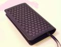 【牛革彫刻　長財布】　組亀甲柄×ロンドンストライプ柄　ミッドナイトブルー色