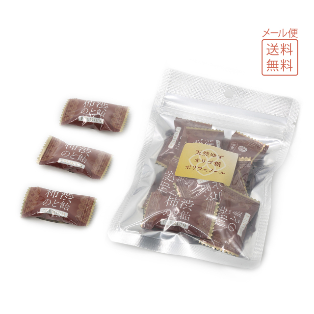 【送料無料】柿渋のど飴（ゆず）10粒入×4袋入 クリックポスト便