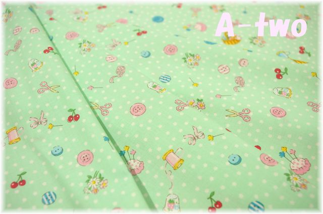 Happy Hands Sew Sweets　ミント　AT829635-D　（約110cm幅×50cm）