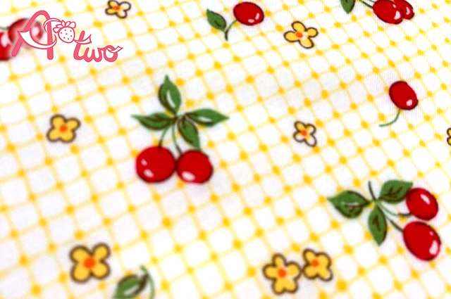 Happy Message 30's　さくらんぼギンガム　イエロー　HM10549-D（約110cm×50cm）