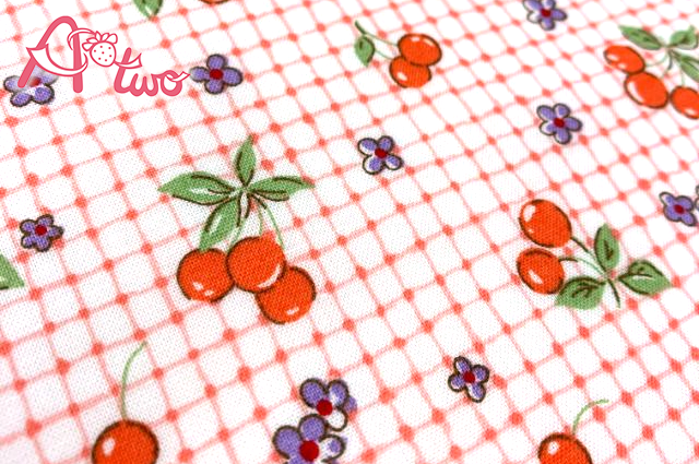 Happy Message 30's　さくらんぼギンガム　オレンジ　HM10549-F（約110cm×50cm）
