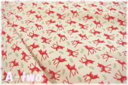 moda　DEER CHRISTMAS　Deer 小　生成り×レッド　31164-11　（約110cm幅×50cm）