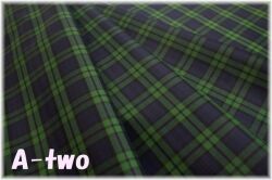 ナイロン先染 タフタ アクリルコーティング　チェック　グリーン　731Z-1　（約112cm幅×50cm）