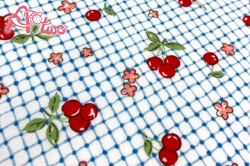 Happy Message 30's　さくらんぼギンガム　ブルー　HM10549-C（約110cm×50cm）