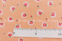双日ファッション　Happy Message 30's 2  スカラップローズ　オレンジ　HM10644-F　（約110cm幅×50cm）