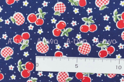 双日ファッション　Happy Message 30's 2  アップル＆チェリー　ネイビー　HM10645-F（約110cm幅×50cm）