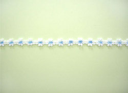 フラワーレース　（1m）　白×水色