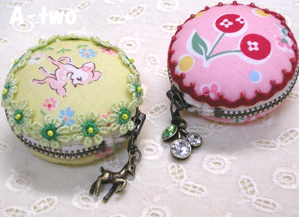 つつみボタン50mm4個＆15cmファスナー2本セット　バンビ＆キラキラチェリー