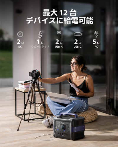 CellPowa1500 最大12台のディバイスに給電可能