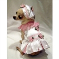 Little Ginger Silky White Dog Harness Dress リトル ジンジャー シルキー ホワイト ハーネス ドレス セット