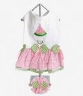 【Doggie Design】B- Watermelon Embroidered Dress W/ Veil Hat & Leash