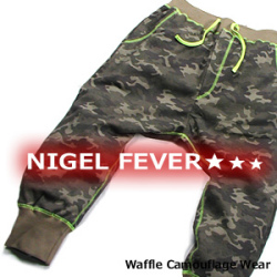 Nigel Fever】ワッフルカモフラサルエルパンツ[カーキ