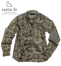 Santa Fe サンタフェ カモフラージュ柄 迷彩 カジュアルシャツ メンズ 日本製 ブランド Santa Fe サンタフェ カモフラージュ柄 迷彩 カジュアルシャツ メンズ 日本製 ブランド