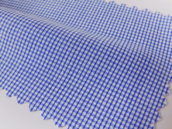 ホワイト（白）/青のグラフチェック/-コットン50%/ポリエステル50% - シャツ生地 - 国内縫製