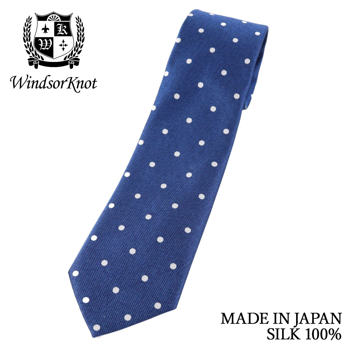 メランジ ドット ネクタイ ブルー シルク100% 日本製 水玉柄