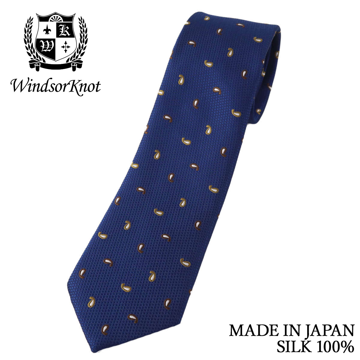 ペイズリー小紋 ネクタイ マジョリカブルー シルク100% 日本製