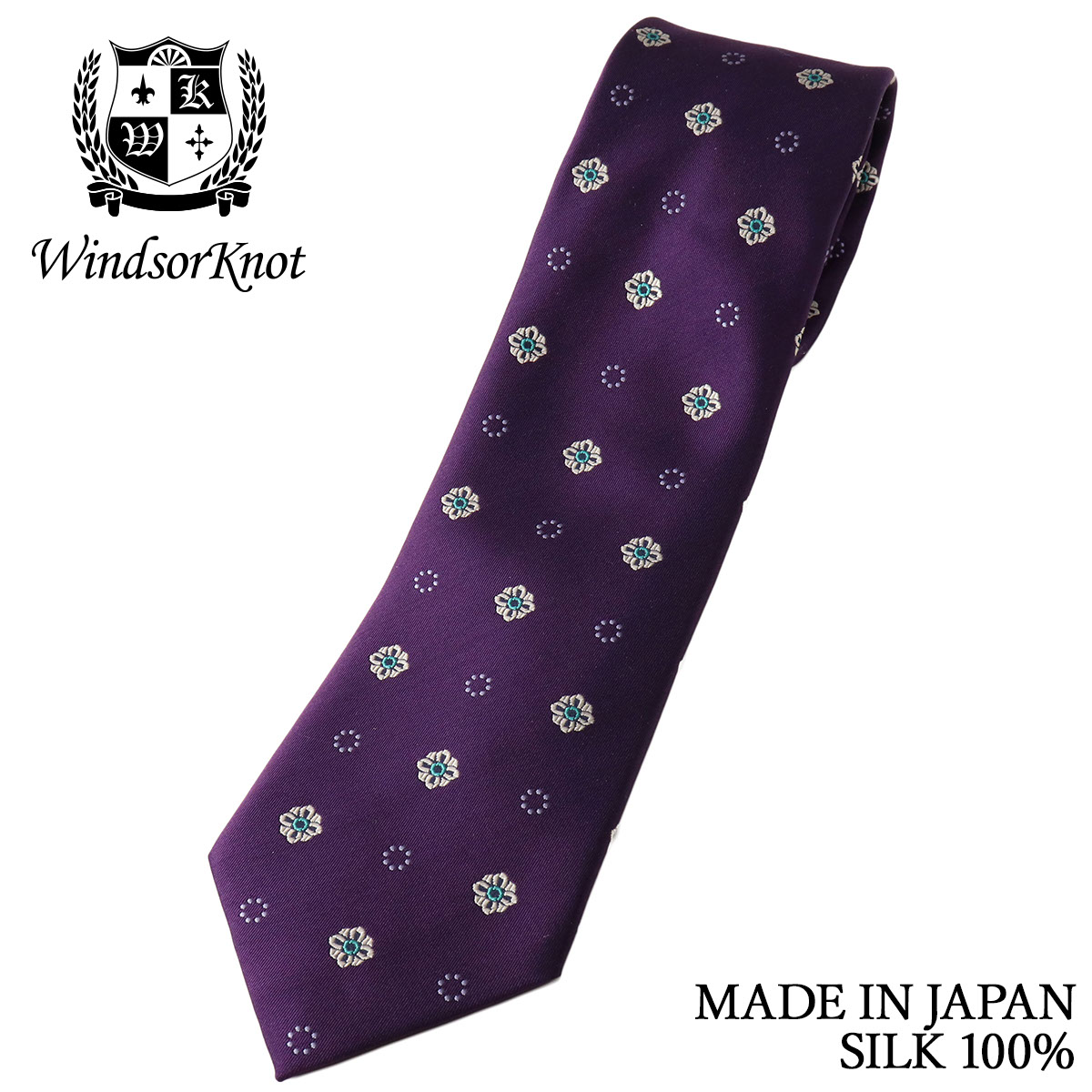 レトロ小紋 ネクタイ パープル シルク100% 日本製