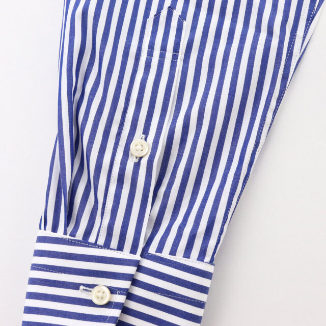 ドレスシャツ ワイシャツ ボタンダウン ネイビー ロンドンストライプ