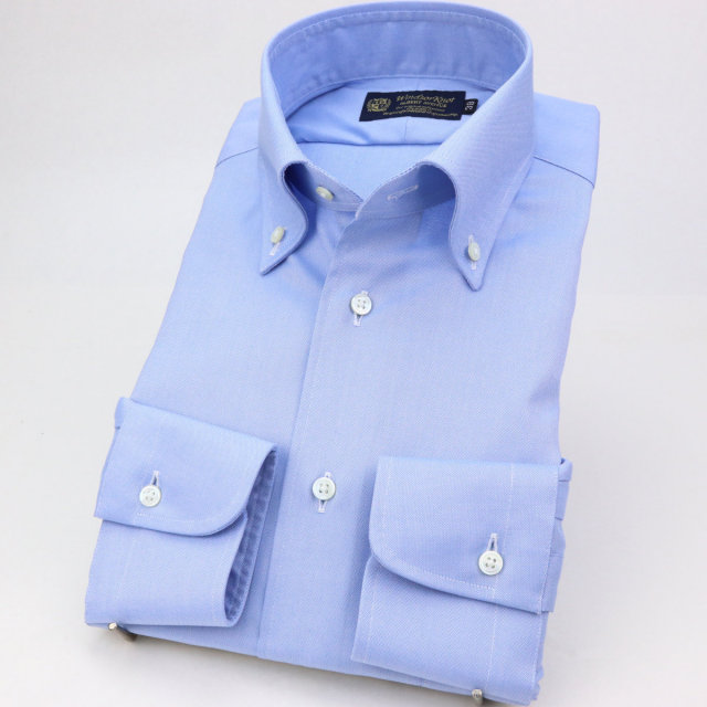 ウィンザーノット ボタンダウンカラー ブルー ロイヤルオックス イージーケア 綿100% 日本製 スリム ドレスシャツ