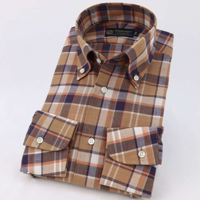 ドレスシャツ ワイシャツ ボタンダウン ダーク マドラス オーガニック  