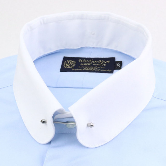 ウィンザーノット デタッチドカラーシャツ用替え襟 ラウンドピンホール 白ブロード 100番手 綿100% 日本製 ドレスシャツ