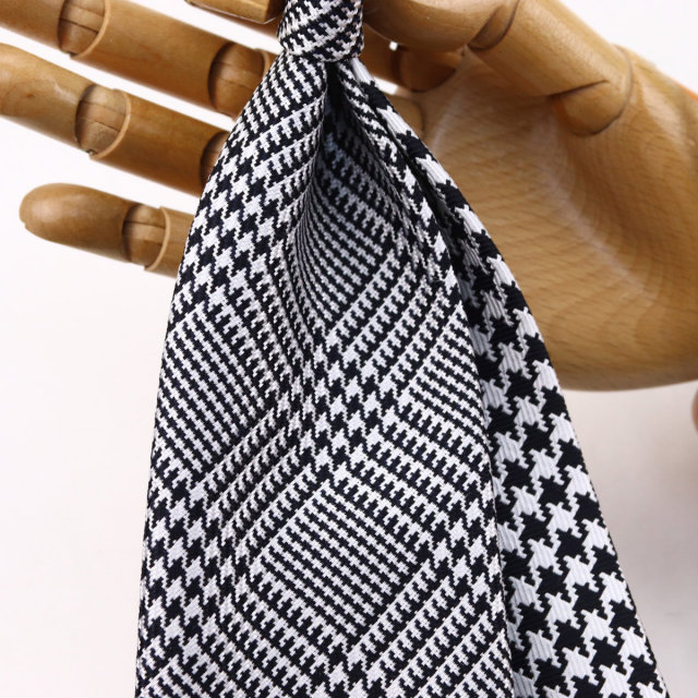 ウィンザーノット フェアファクス FAIRFAX グレンチェック クレリックタイ モノトーン シルク100% 日本製 ネクタイ