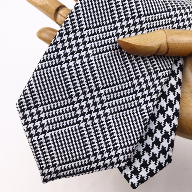 ウィンザーノット フェアファクス FAIRFAX グレンチェック クレリックタイ モノトーン シルク100% 日本製 ネクタイ