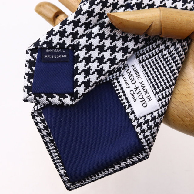 ウィンザーノット フェアファクス FAIRFAX グレンチェック クレリックタイ モノトーン シルク100% 日本製 ネクタイ