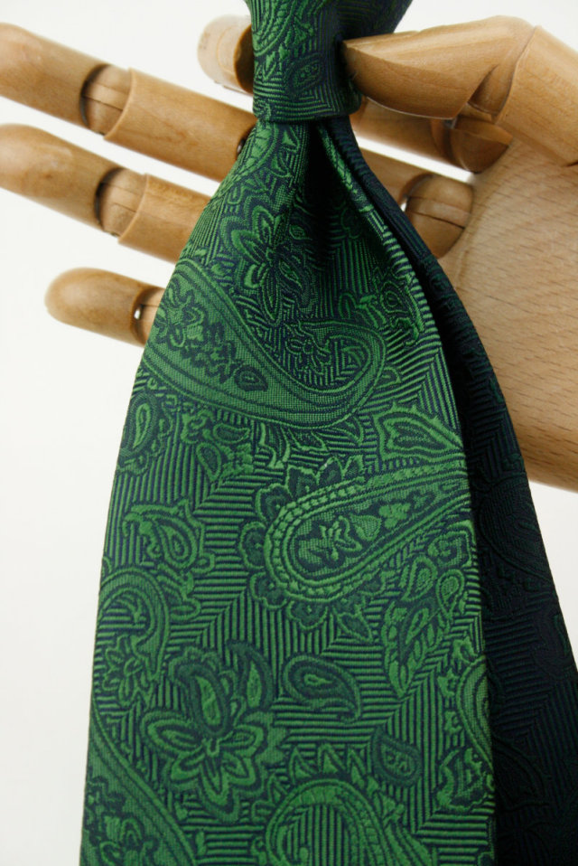 ウィンザーノット フェアファクス FAIRFAX ペイズリー無地 濃淡クレリックタイ グラスグリーン シルク100% 日本製