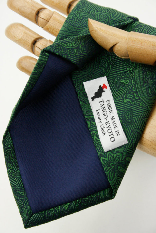 ウィンザーノット フェアファクス FAIRFAX ペイズリー無地 濃淡クレリックタイ グラスグリーン シルク100% 日本製