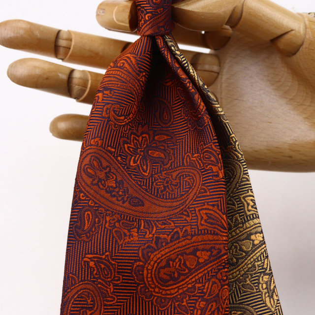 ウィンザーノット フェアファクス FAIRFAX ペイズリー無地 濃淡クレリック オレンジ シルク100% 日本製 ネクタイ 