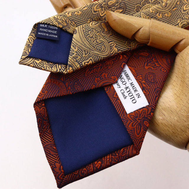 ウィンザーノット フェアファクス FAIRFAX ペイズリー無地 濃淡クレリック オレンジ シルク100% 日本製 ネクタイ 