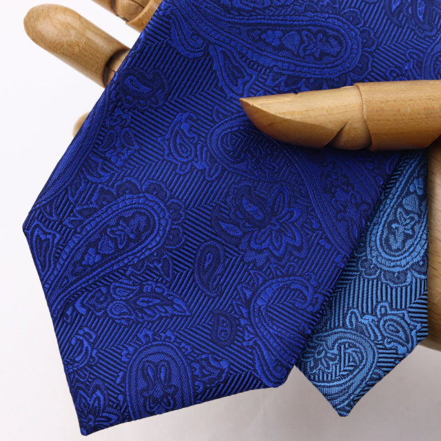 ウィンザーノット フェアファクス FAIRFAX ペイズリー無地 濃淡クレリックタイ ロイヤルブルー シルク100% 日本製