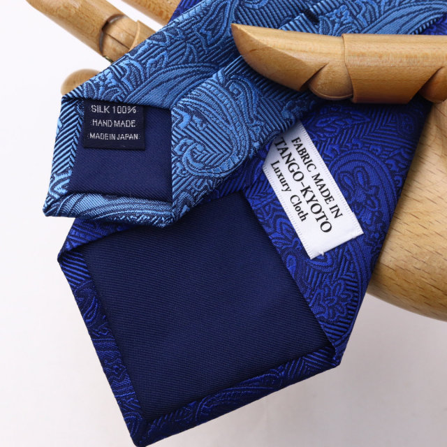 ウィンザーノット フェアファクス FAIRFAX ペイズリー無地 濃淡クレリックタイ ロイヤルブルー シルク100% 日本製