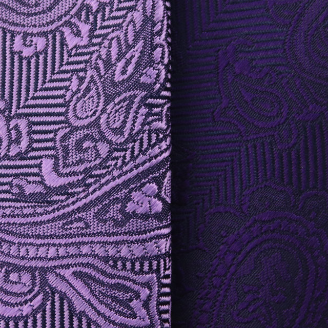 ウィンザーノット フェアファクス FAIRFAX ペイズリー無地 濃淡クレリックタイ パープル シルク100% 日本製 ネクタイ