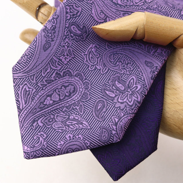 ウィンザーノット フェアファクス FAIRFAX ペイズリー無地 濃淡クレリックタイ パープル シルク100% 日本製 ネクタイ