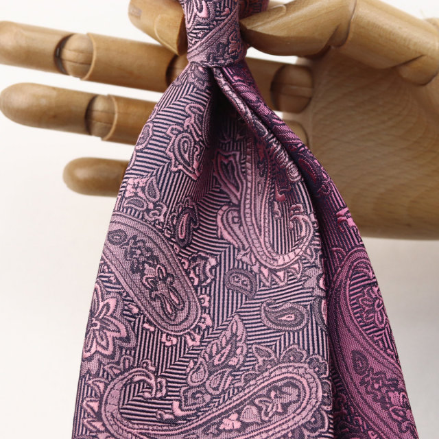 ウィンザーノット フェアファクス FAIRFAX ペイズリー無地 濃淡クレリックタイ ライトピンク シルク100% 日本製