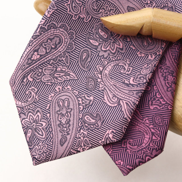 ウィンザーノット フェアファクス FAIRFAX ペイズリー無地 濃淡クレリックタイ ライトピンク シルク100% 日本製