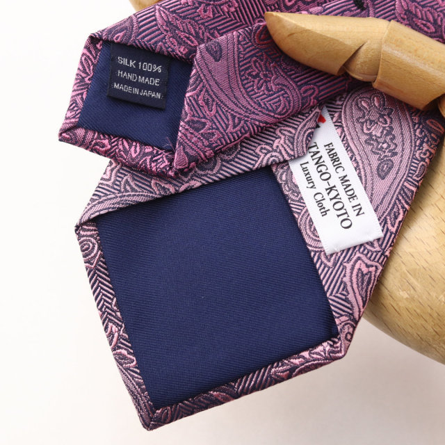 ウィンザーノット フェアファクス FAIRFAX ペイズリー無地 濃淡クレリックタイ ライトピンク シルク100% 日本製