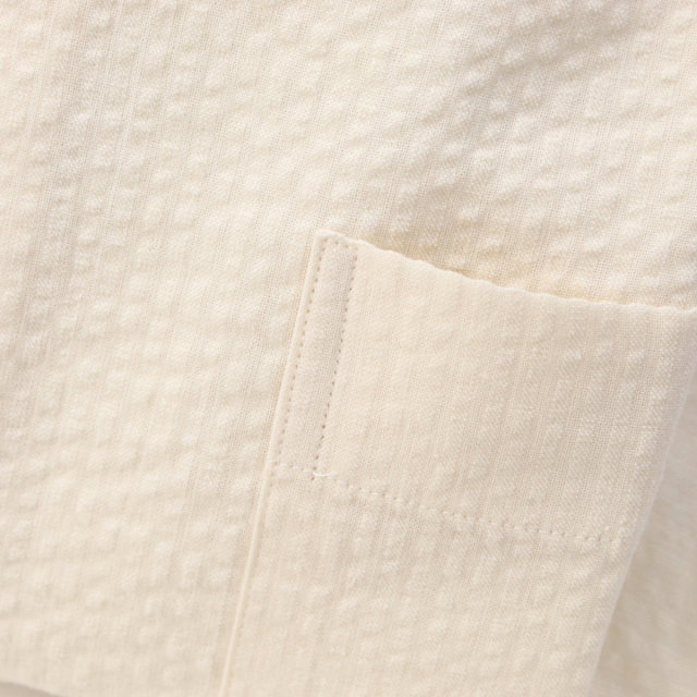 ウィンザーノット シアサッカー クレリック ドレスシャツ ラウンドカラー ベージュ 無地 スリム ワイシャツ 日本製 綿100%