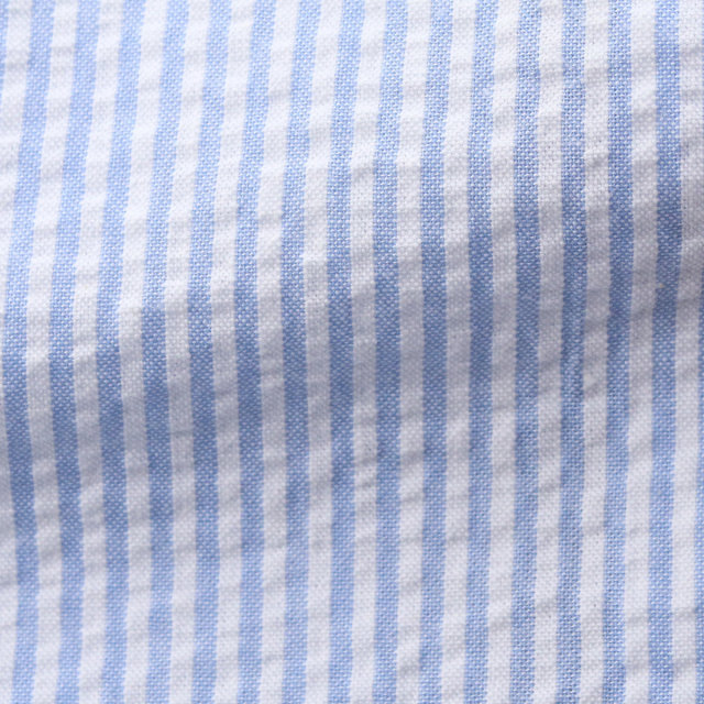 ウィンザーノット シアサッカー クレリック ドレスシャツ ラウンドカラー ブルー ストライプ スリム 日本製 綿100%