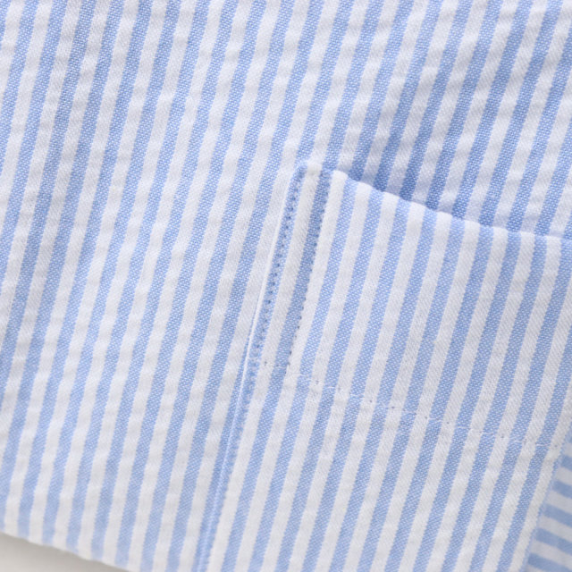 ウィンザーノット シアサッカー クレリック ドレスシャツ ラウンドカラー ブルー ストライプ スリム 日本製 綿100%