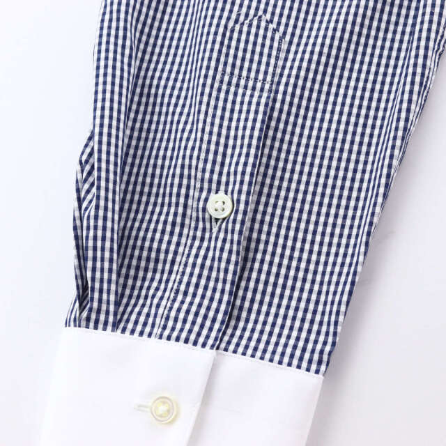 ドレスシャツ ワイシャツ ラウンドカラー クレリック ネイビー 紺 白  