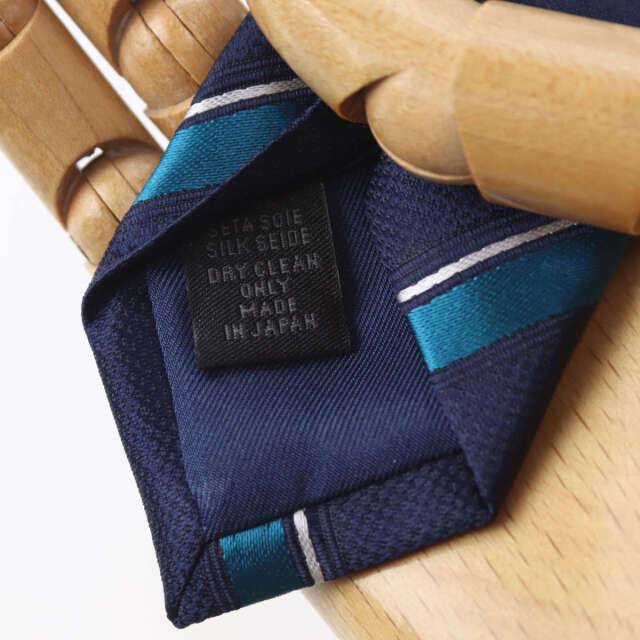 ネクタイ ウィンザーノット ネクタイ ストライプ ネイビー×ターコイズ