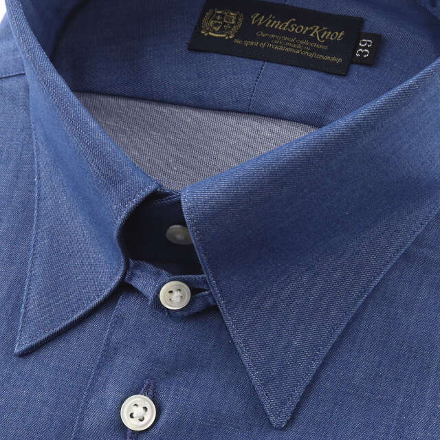 ドレスシャツ ワイシャツ デニム タブカラー ドレスシャツ