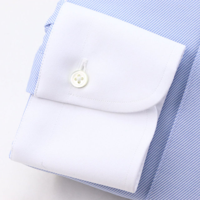 ウィンザーノット ニット×布帛 ハイブリッド ニットシャツ タブカラー クレリック ブルー ストレッチ 機能素材 ドレスシャツ