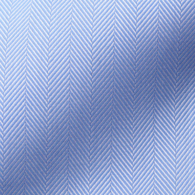 ウィンザーノット タブカラー ダブルカフス ブルー ヘリンボーン イージーケア 綿100% 日本製 スリム ドレスシャツ