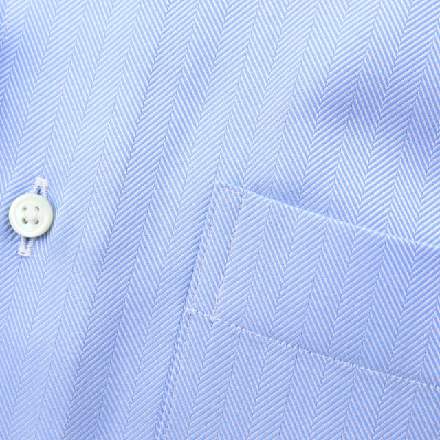 ウィンザーノット タブカラー ダブルカフス ブルー ヘリンボーン イージーケア 綿100% 日本製 スリム ドレスシャツ